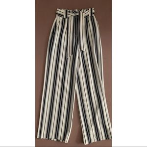 High waist striped wide leg pants